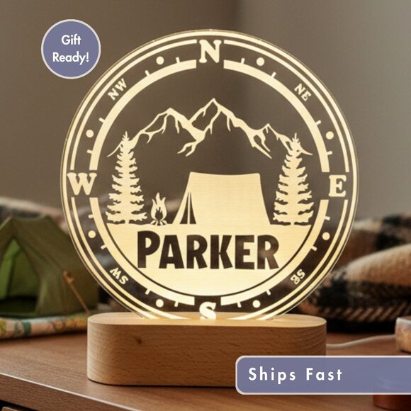 Mountain LED Name Light | Custom Nature-Inspired Room Decor for Kids - Picture 1 of 8